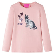Kindershirt lange mouwen 128 lichtroze