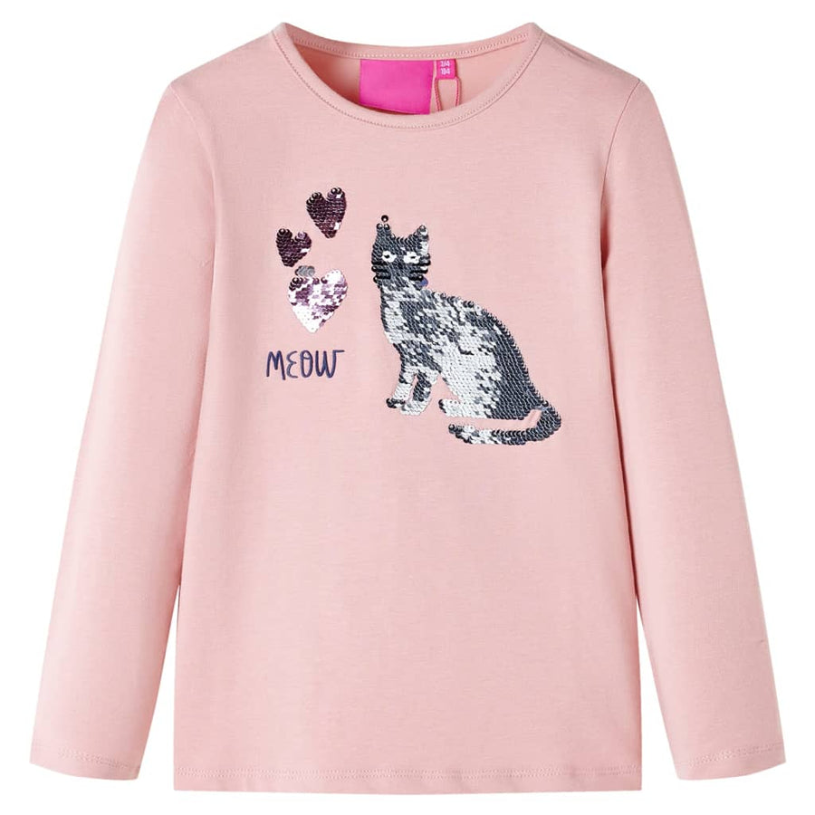 Kindershirt met lange mouwen 128 lichtroze lichtroze