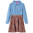 Kinderjurk lange mouwen 104 marineblauw denimblauw