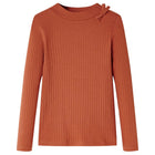 Kindershirt lange mouwen 116 cognac katoen