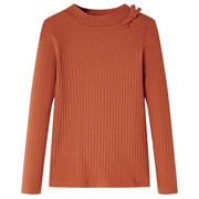 Kindershirt lange mouwen 116 cognac katoen