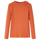 Kindershirt lange mouwen 104 oranjebruin katoen