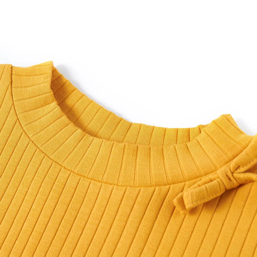 Kindershirt met lange mouwen 92 okerkleurig Oker