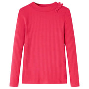 Kindershirt lange mouwen 104 felroze katoen