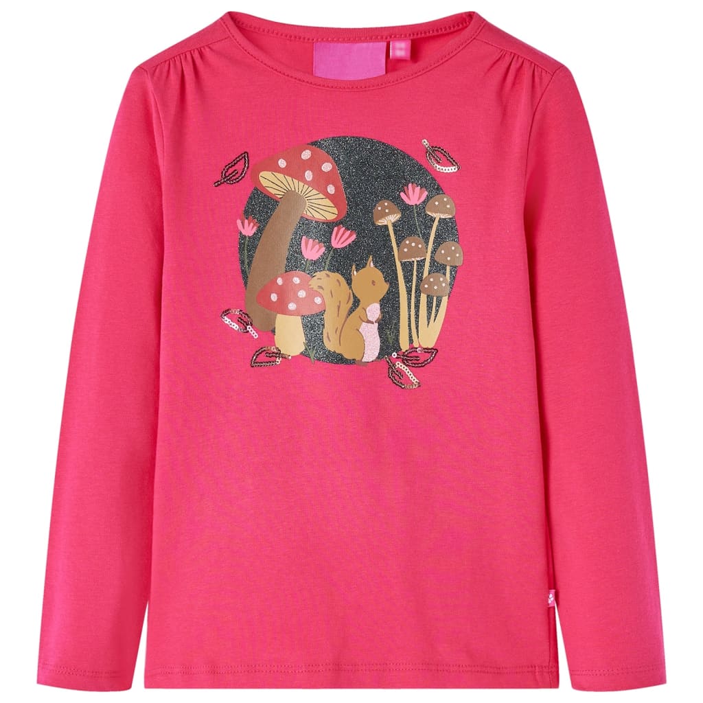 Kindershirt met lange mouwen 128 felroze Roze 128