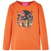 Kindershirt lange mouwen oranjebruin maat 104