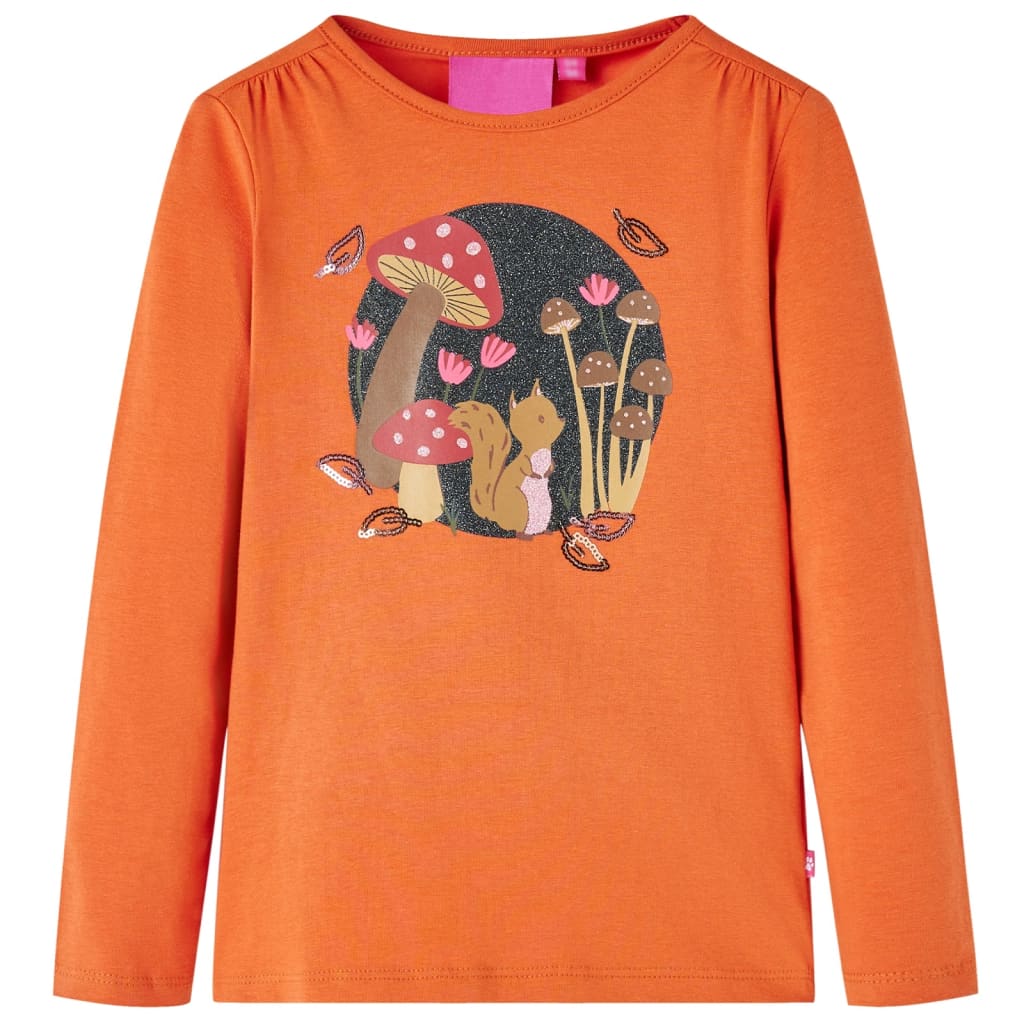 Kindershirt met lange mouwen 128 oranjebruin orange