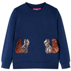 Kindertrui 104 marineblauw katoen pailletten