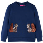 Kindertrui 128 marineblauw katoen fleece