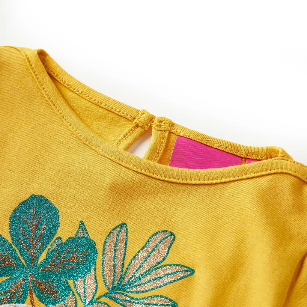 Kindershirt met lange mouwen 140 okerkleurig Oker