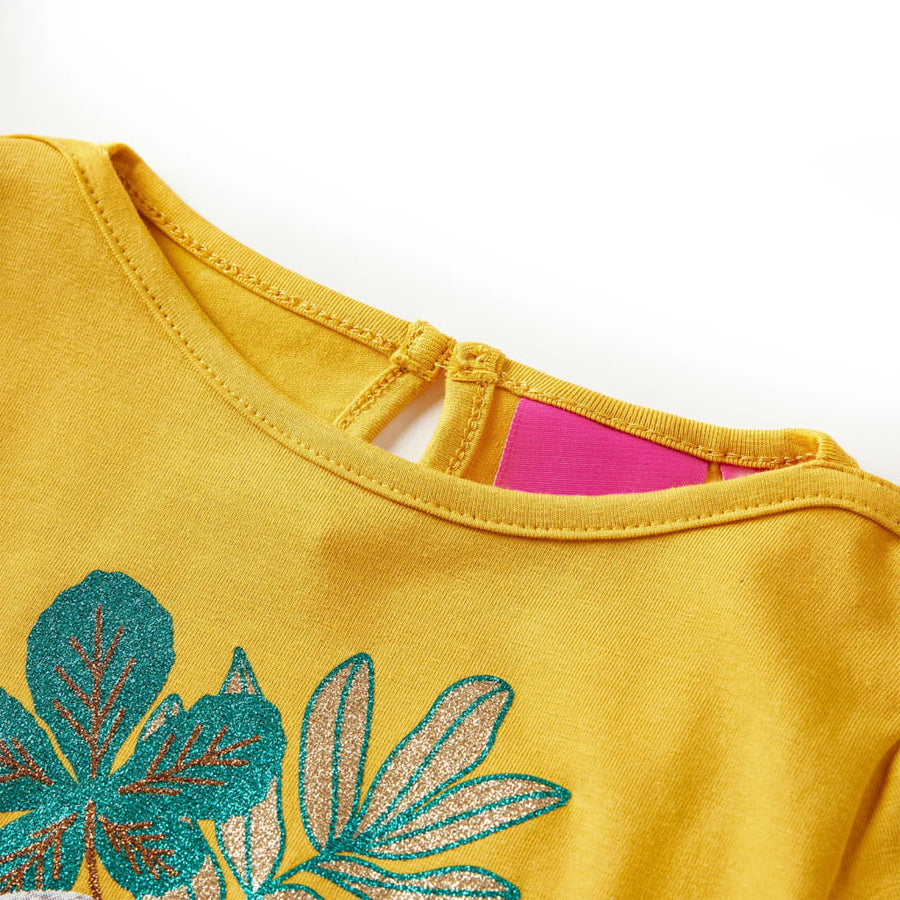 Kindershirt met lange mouwen 140 okerkleurig Oker