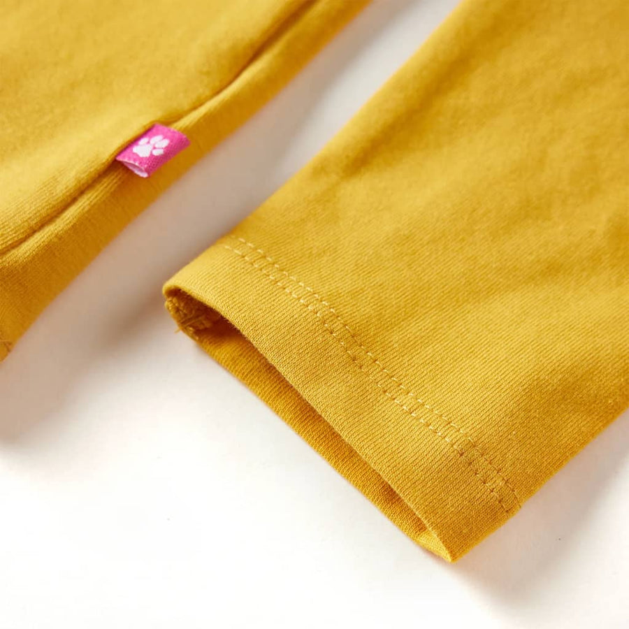 Kindershirt met lange mouwen 140 okerkleurig Oker