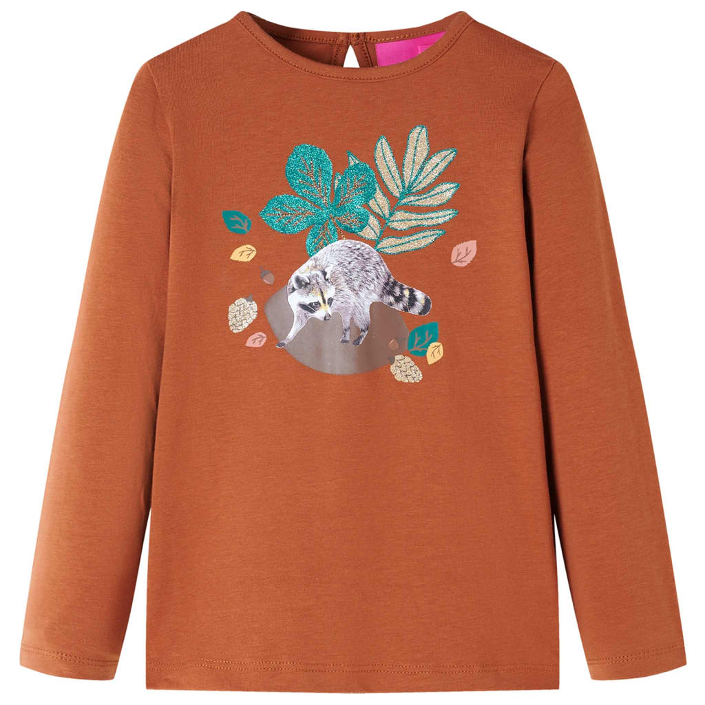 Kindershirt met lange mouwen 128 cognackleurig Cognac 128