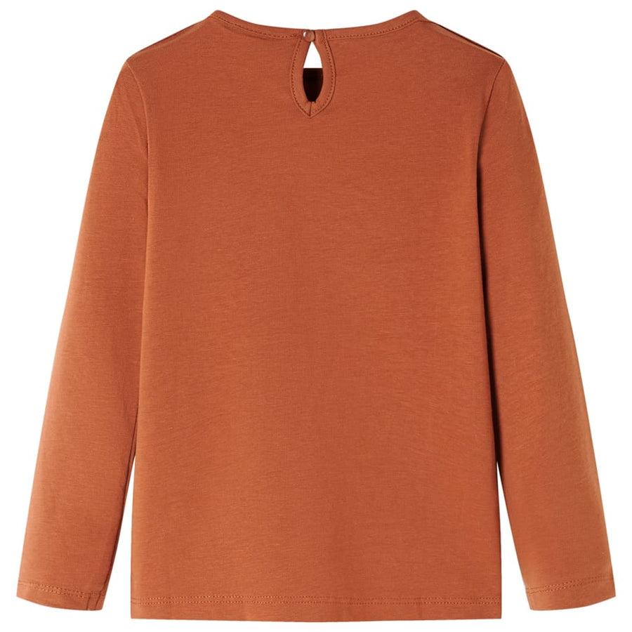 Kindershirt met lange mouwen 128 cognackleurig Cognac 128