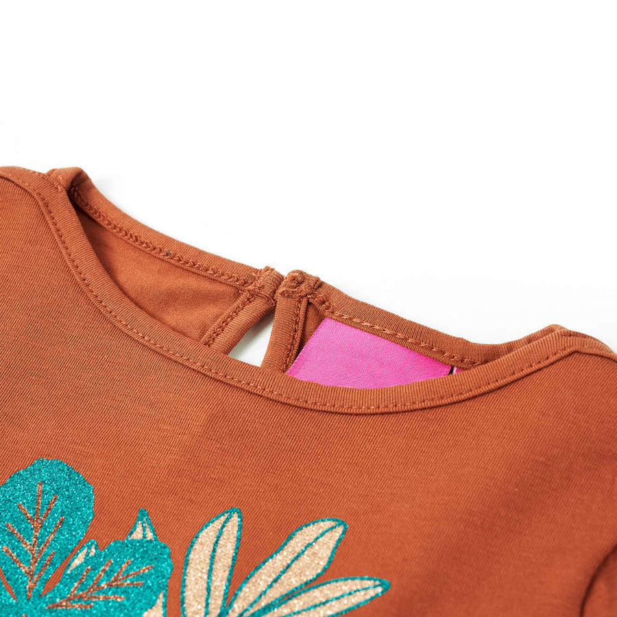 Kindershirt met lange mouwen 128 cognackleurig Cognac 128