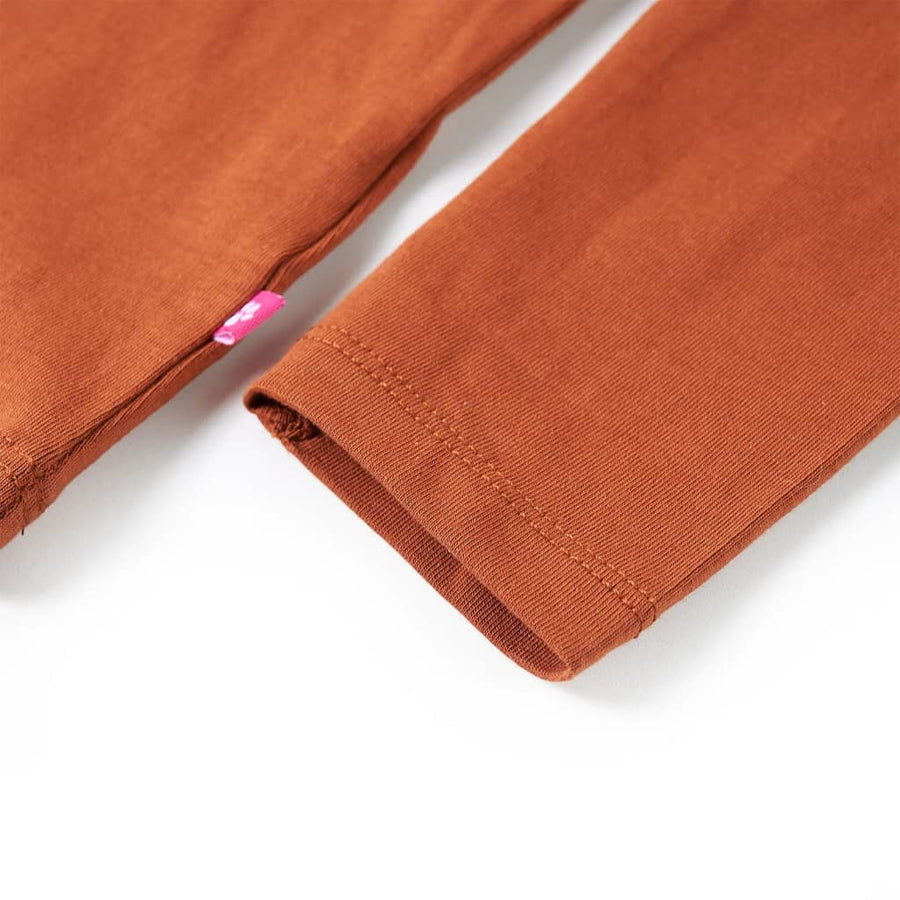 Kindershirt met lange mouwen 128 cognackleurig Cognac 128