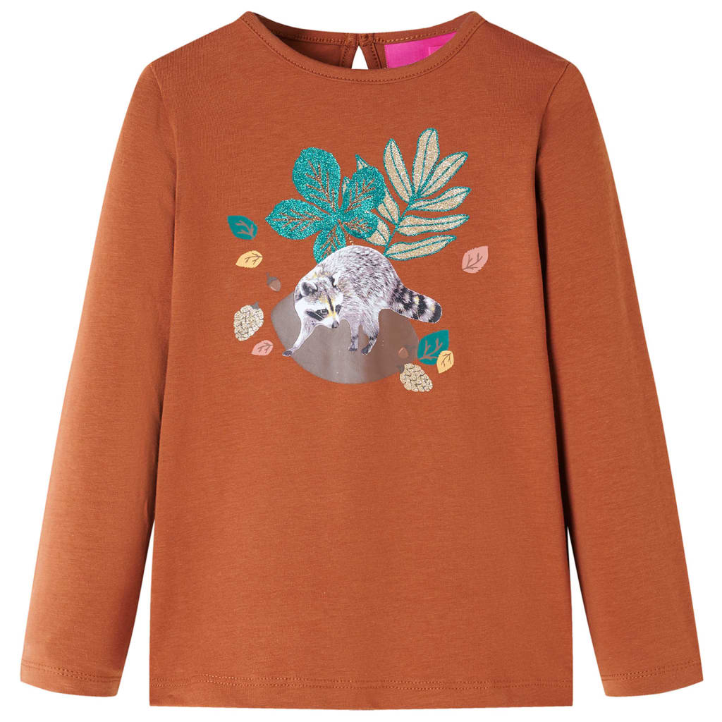 Kindershirt met lange mouwen 140 cognackleurig Cognac 140