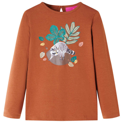 Kindershirt met lange mouwen 140 cognackleurig Cognac 140