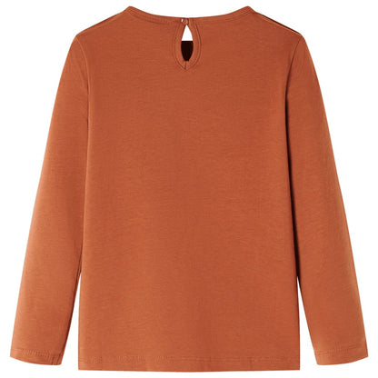 Kindershirt met lange mouwen 140 cognackleurig Cognac 140