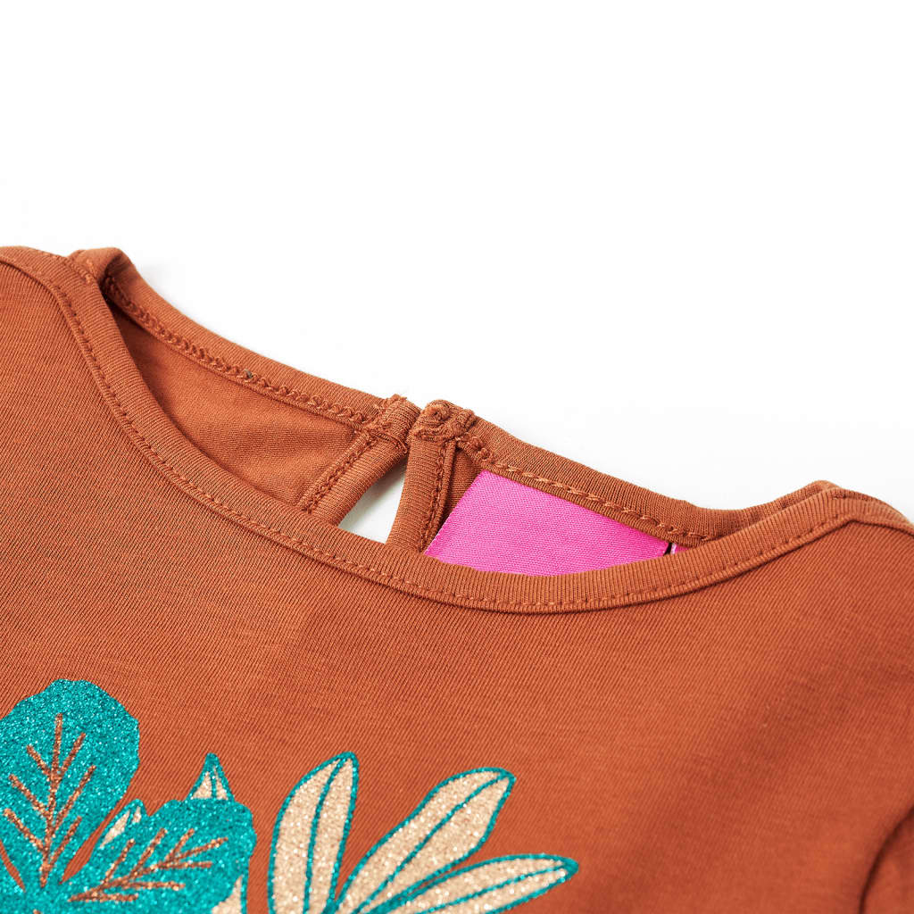 Kindershirt met lange mouwen 140 cognackleurig Cognac 140