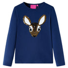 Kindershirt lange mouwen 92 marineblauw hertenmotief