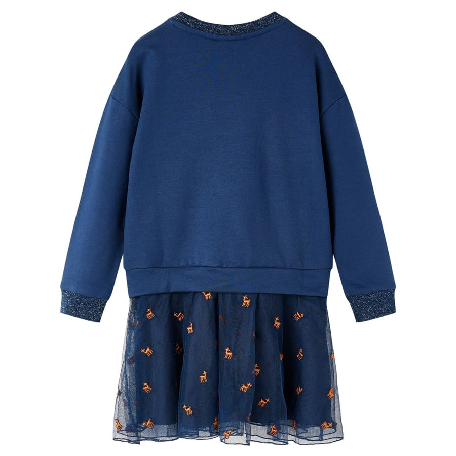 Kinderjurk met lange mouwen 92 marineblauw