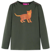Kids' long-sleeved shirt 92 khaki