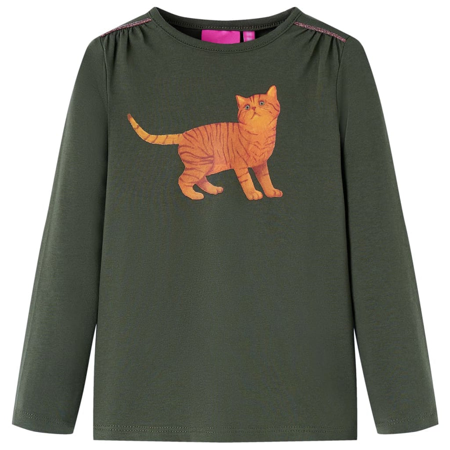 Kindershirt met lange mouwen 92 kakikleurig Kaki