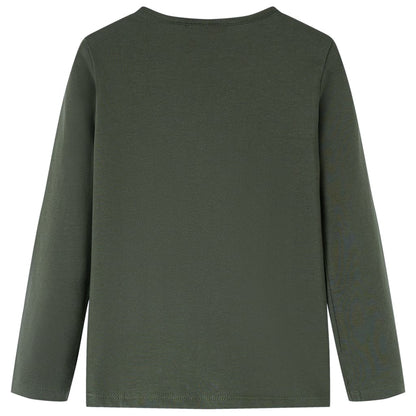 Kindershirt met lange mouwen 104 kakikleurig Kaki