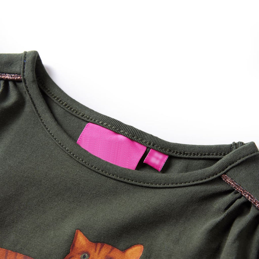Kindershirt met lange mouwen 104 kakikleurig Kaki