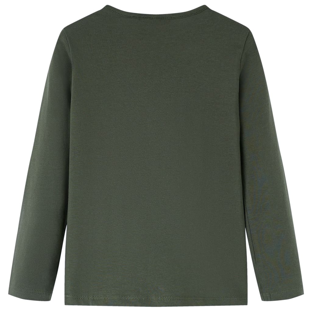 Kindershirt met lange mouwen 128 kakikleurig Kaki