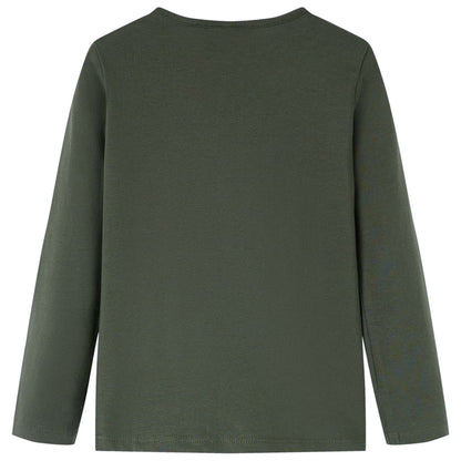 Kindershirt met lange mouwen 128 kakikleurig Kaki