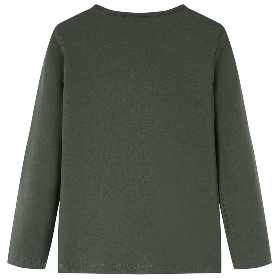 Kindershirt met lange mouwen 128 kakikleurig Kaki