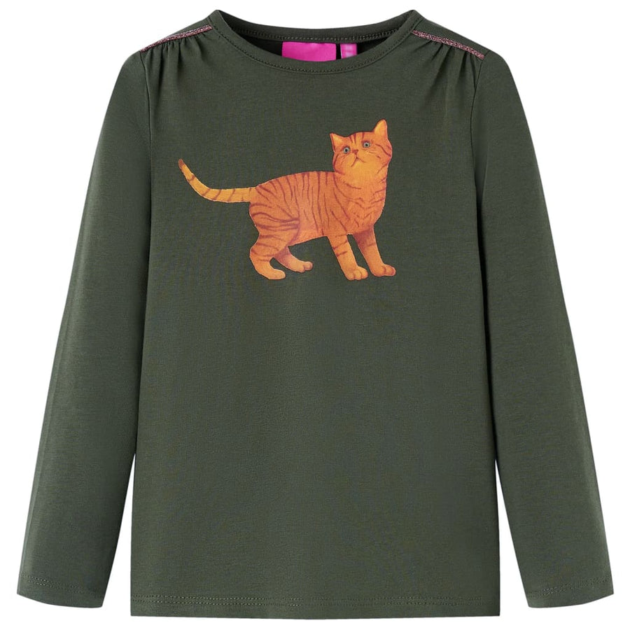 Kindershirt met lange mouwen 140 kakikleurig Kaki 140