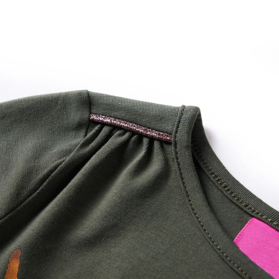 Kindershirt met lange mouwen 140 kakikleurig Kaki 140