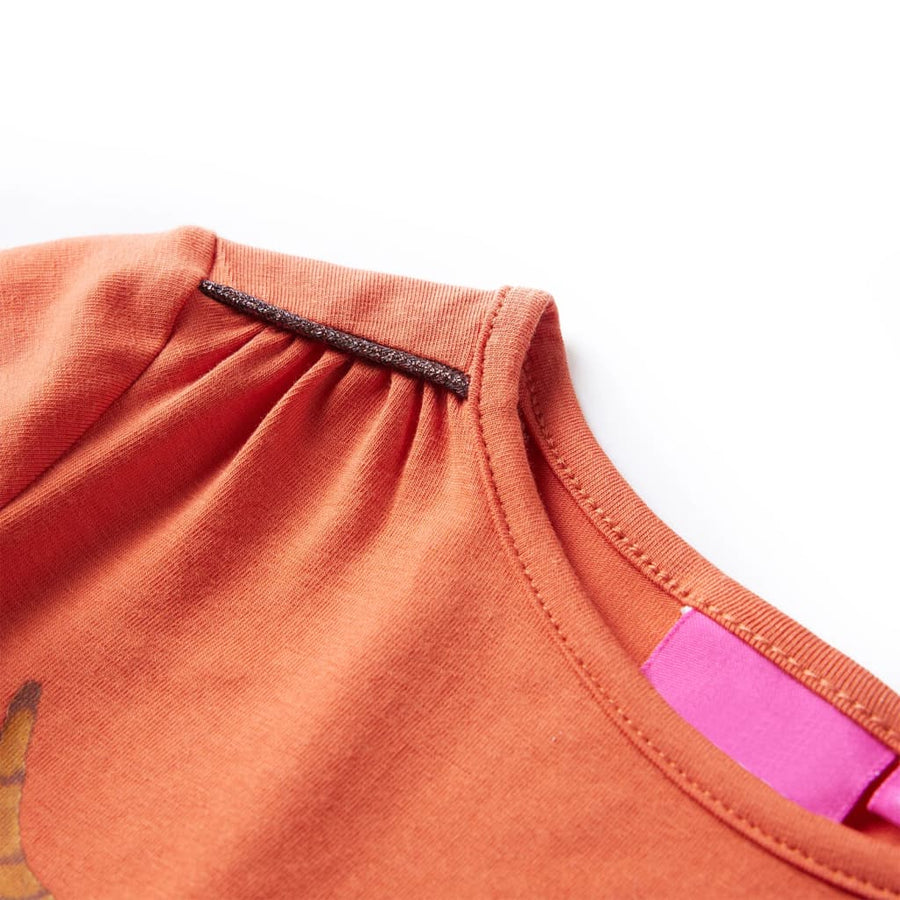 Kindershirt met lange mouwen 104 oranjebruin orange