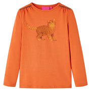 Kindershirt lange mouwen 128 oranjebruin
