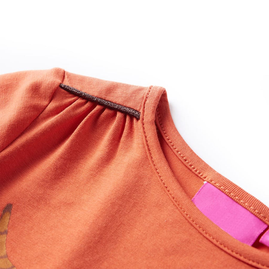 Kindershirt met lange mouwen 128 oranjebruin orange
