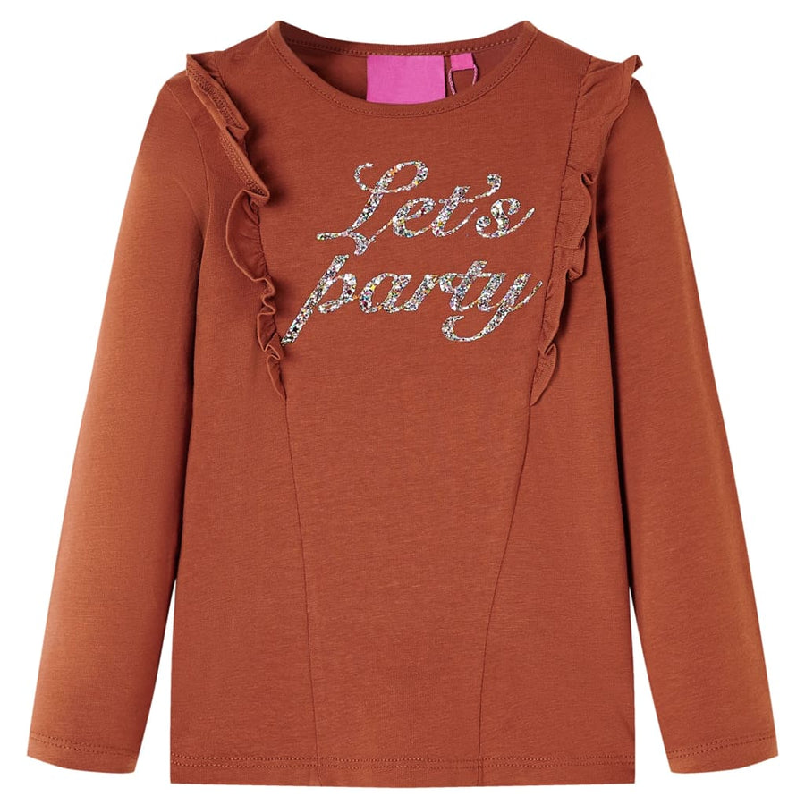 Kindershirt met lange mouwen 128 cognackleurig Cognac 128