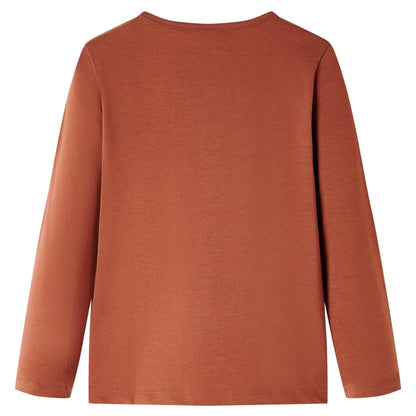 Kindershirt met lange mouwen 128 cognackleurig Cognac 128