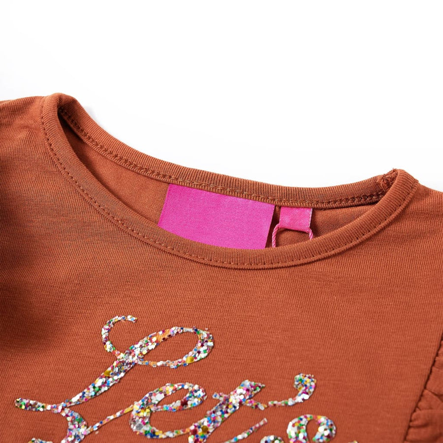 Kindershirt met lange mouwen 128 cognackleurig Cognac 128