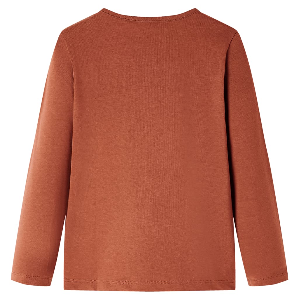 Kindershirt met lange mouwen 140 cognackleurig Cognac