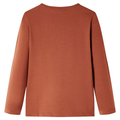 Kindershirt met lange mouwen 140 cognackleurig Cognac