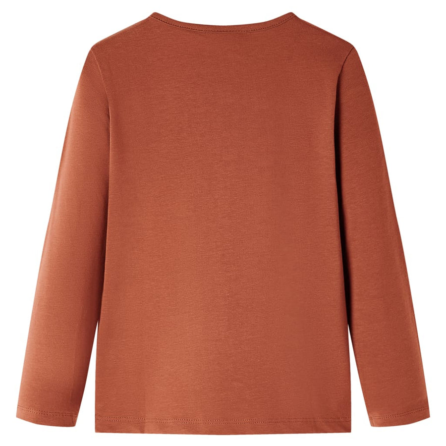 Kindershirt met lange mouwen 140 cognackleurig Cognac