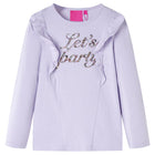 Kindershirt lange mouwen 128 lichtlila katoen