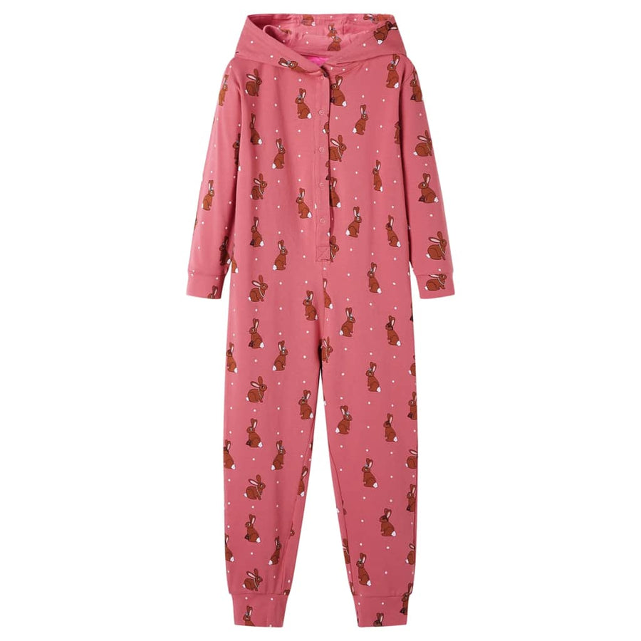 Kinderonesie met capuchon 104 oudroze 104