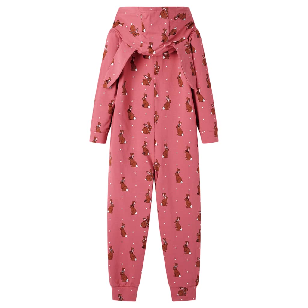 Kinderonesie met capuchon 104 oudroze 104