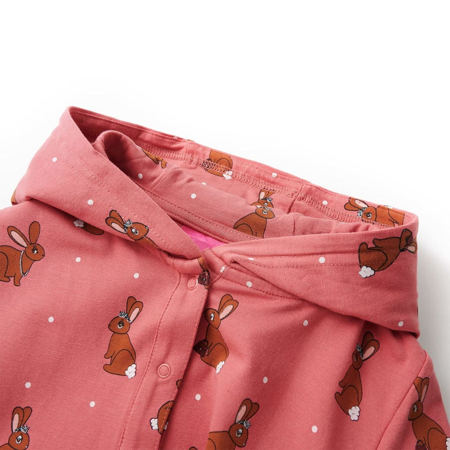 Kinderonesie met capuchon 104 oudroze 104