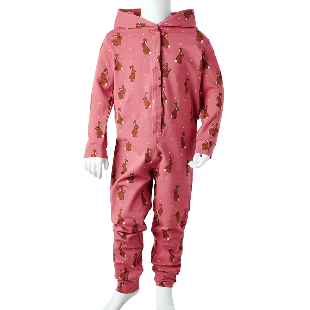 Kinderonesie met capuchon 116 oudroze 116