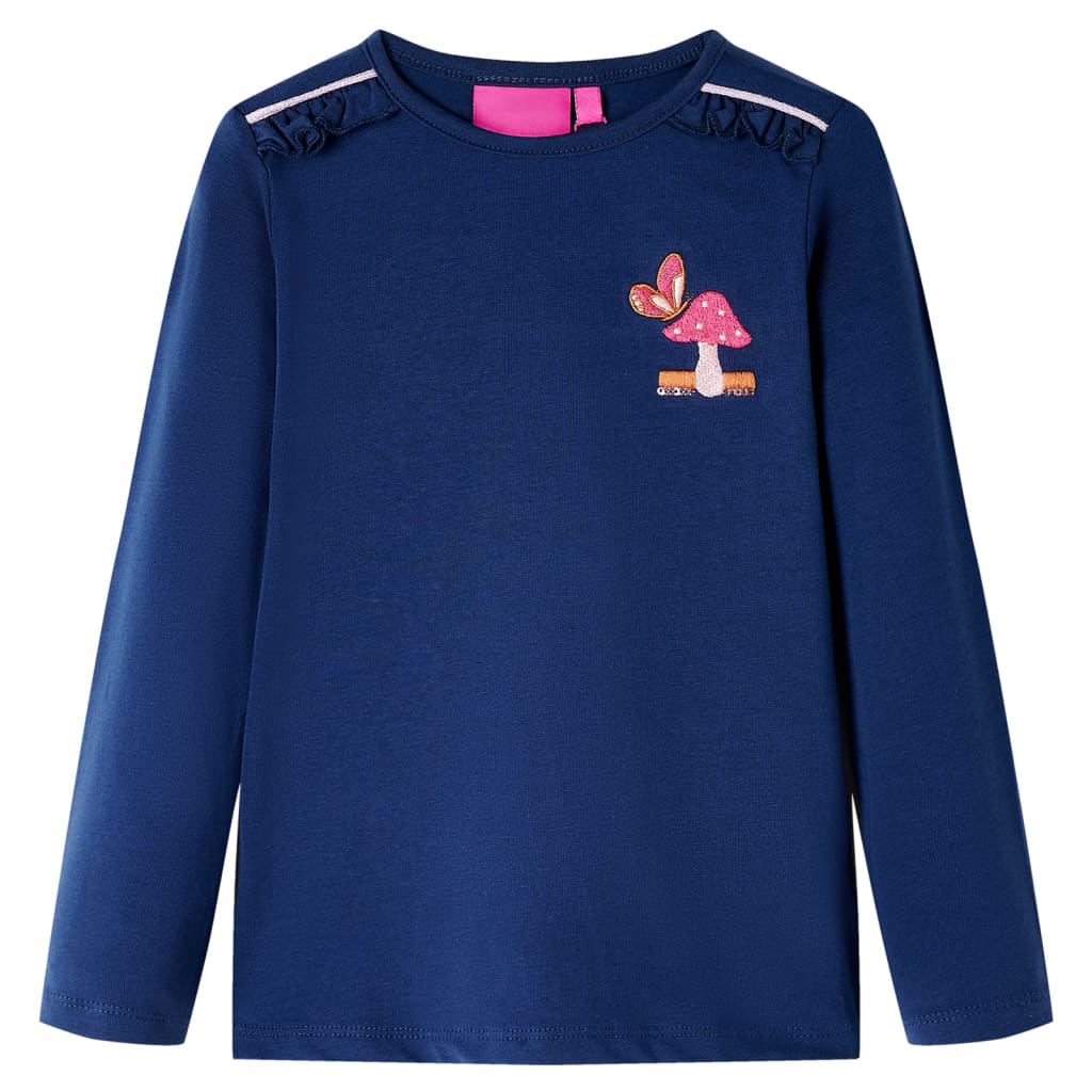 Kindershirt met lange mouwen 128 marineblauw Marineblauw 128